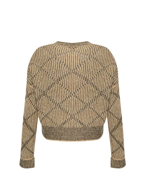 Cardigan in misto cashmere a rombi D. Exterior | 6128312BEI